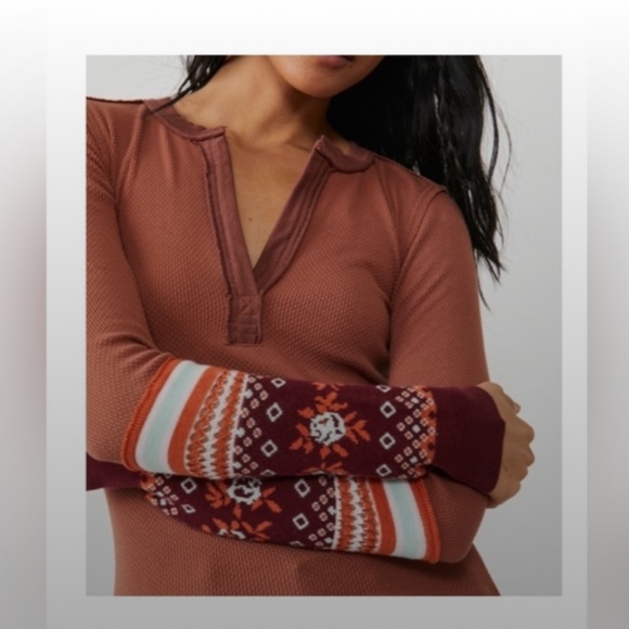 Free People Mikah Layering Cuff Thermal in Autumn size XL - Picture 3 of 7